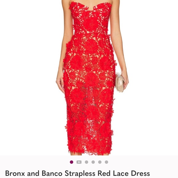 Bronx and Banco Strapless Scarlet Lace Dress